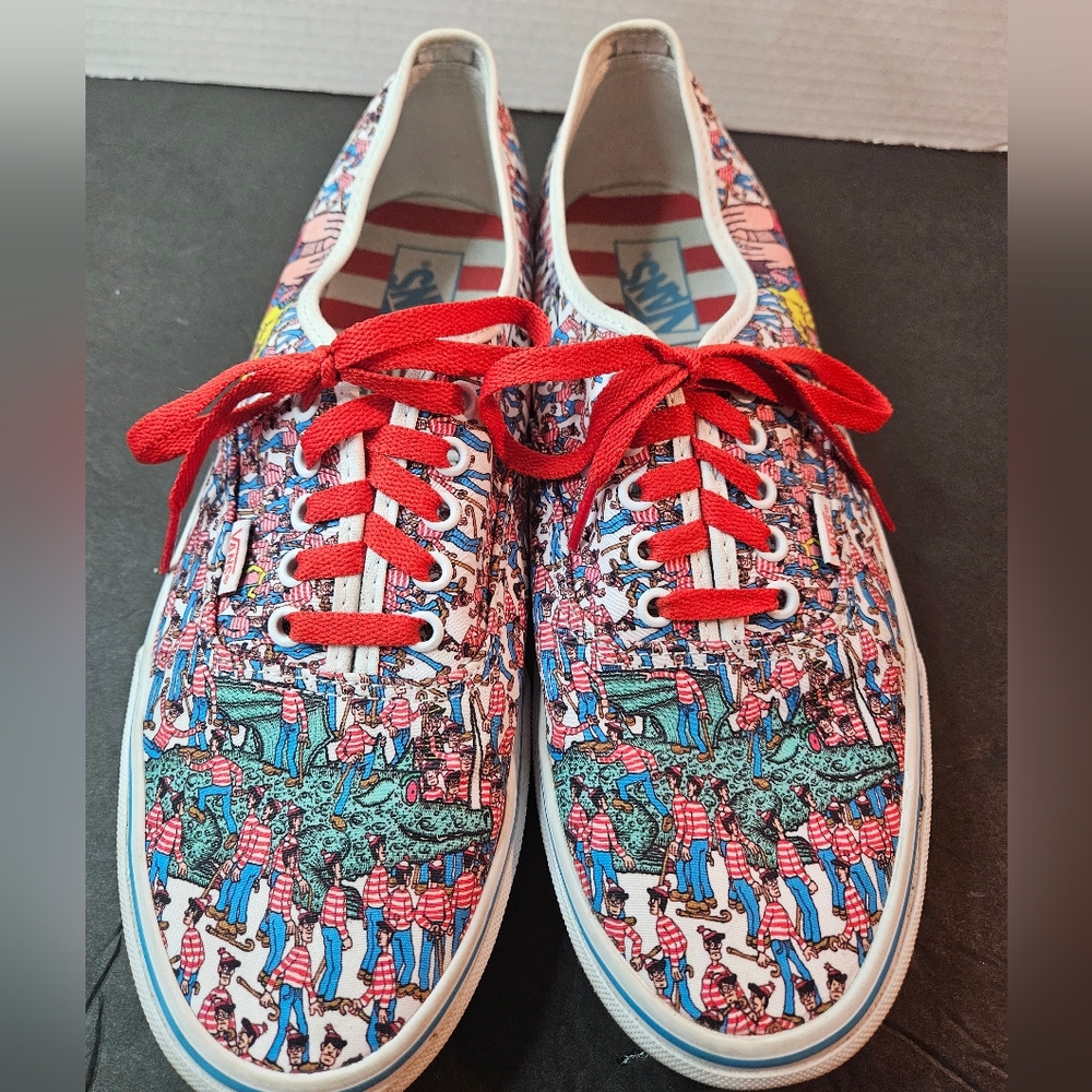 Vans Multi-Color 'Where's Waldo' Print Sneakers with Red Laces